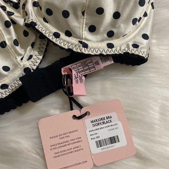 Agent Provocateur Marjorie Silk White Black Polka Dot Bra NWT - Picture 12 of 12